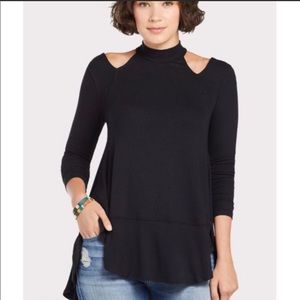 Free People Shoulder Cut out Shoulder Long Sleeve Tunic Medium